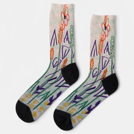 Crew Socken Abstrakte Botanicals-Design (Linkes Detail)