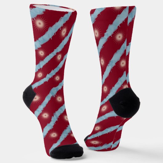 Crew Socken Cranberry mit Sternen für Männer (Gewinkelt)