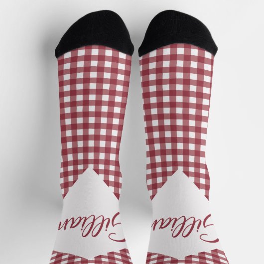 Crew Socken für Rot und Weiß Schachbretter individ (Oben)