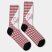 Crew Socken für Rot und Weiß Schachbretter individ (Rechts)