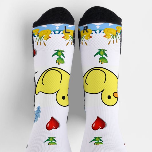 Crew Socken Gelbe Huhn Rote Herzen  (Oben)