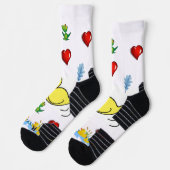 Crew Socken Gelbe Huhn Rote Herzen  (Links)