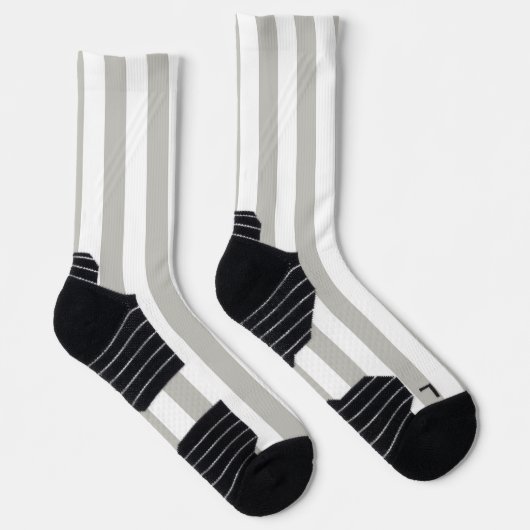 Crew Socken Grau und Weiß Streifen (Rechts)