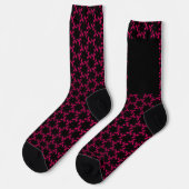 Crew-Socken in Rosa und Schwarz-Blume Socken (Linkes Detail)