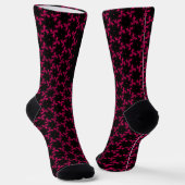 Crew-Socken in Rosa und Schwarz-Blume Socken (Gewinkelt)