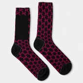 Crew-Socken in Rosa und Schwarz-Blume Socken (Rechts)
