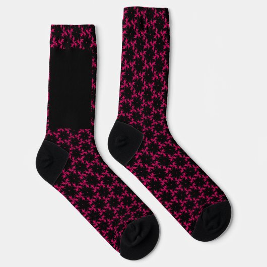 Crew-Socken in Rosa und Schwarz-Blume Socken (Rechts)
