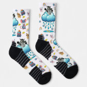 Crew Socken Katze Hund Mäuse Regenbogen Fisch (Rechts)