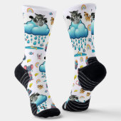 Crew Socken Katze Hund Mäuse Regenbogen Fisch (Gewinkelt)