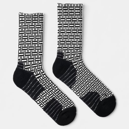Crew Socken Schwarzweiß Streifen (Rechts)