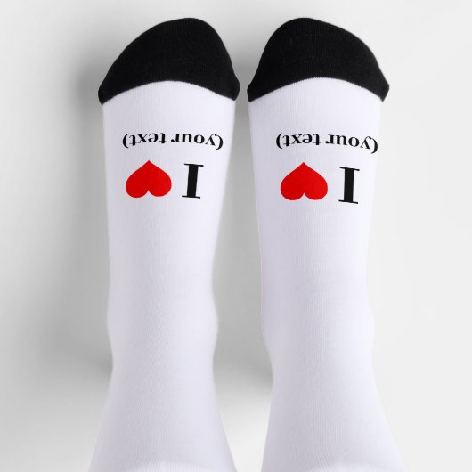 Crew Socks - Benutzerdefiniertes I-Herz (Ihr Text) Socken (Oben)