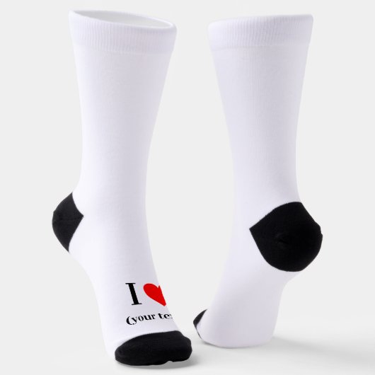 Crew Socks - Benutzerdefiniertes I-Herz (Ihr Text) Socken (Gewinkelt)