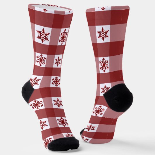 Crew Socks Red Christmas Pattern Socken (Gewinkelt)