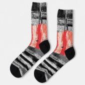 Crew Socks – Red Pulse Abstract Design Socken (Linkes Detail)