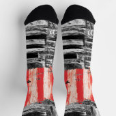 Crew Socks – Red Pulse Abstract Design Socken (Oben)