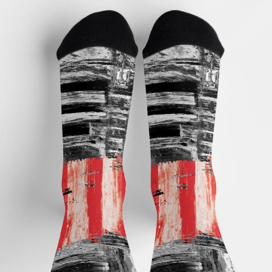 Crew Socks – Red Pulse Abstract Design Socken (Oben)