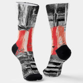 Crew Socks – Red Pulse Abstract Design Socken (Gewinkelt)