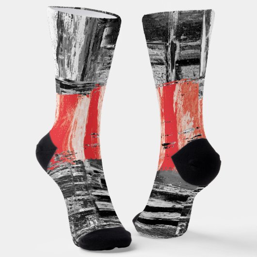 Crew Socks – Red Pulse Abstract Design Socken (Gewinkelt)