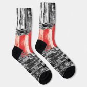 Crew Socks – Rotes Pulsierendes abstraktes Design Socken (Rechts)
