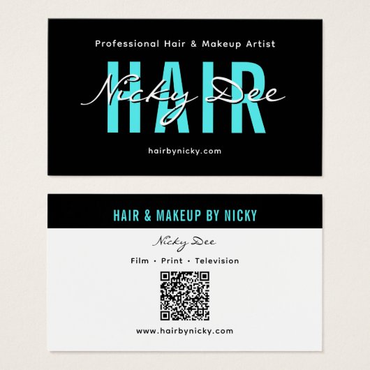 Crew Talent Block Text Business Card | QR Code (Vorne & Hinten)