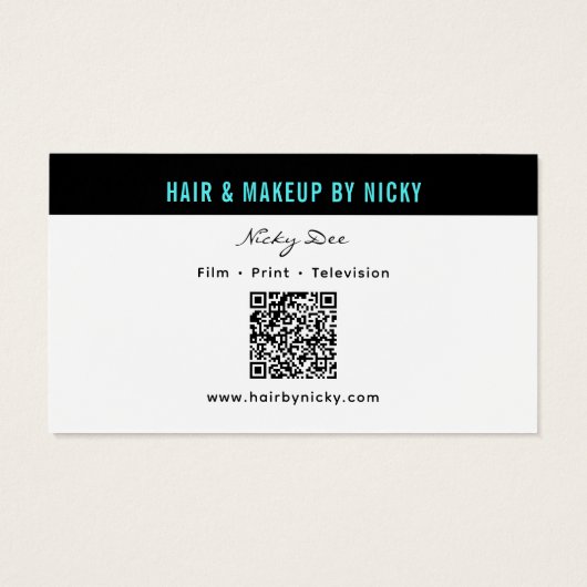 Crew Talent Block Text Business Card | QR Code (Rückseite)