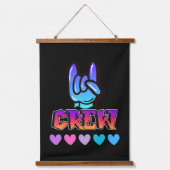 Crew Typografie Wandteppich Mit Holzrahmen (Vorderseite)