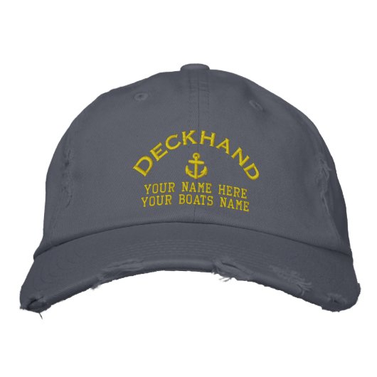 Crew von Deckhand-Segelbooten Bestickte Baseballkappe (Vorderseite)