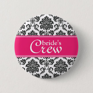 Crew von Fuchsia Damask Bride Button