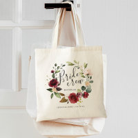 Crew "Watercolor Burgundy Floral Wreath Bridge"