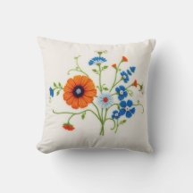 Crewel-Stickerei Floral Elfenbein Kissenhülle