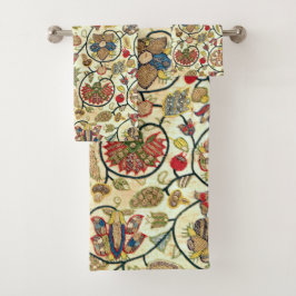 Crewel Work Stickerei Obst und Blume Badhandtuch Set