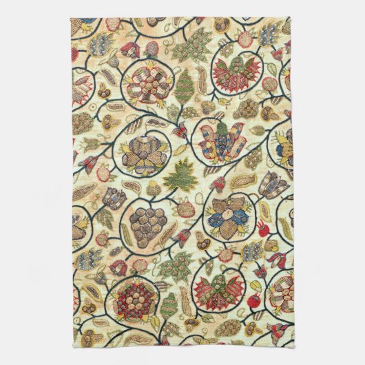 Crewel Work Stickerei Obst und Blume Geschirrtuch (Vertikal)