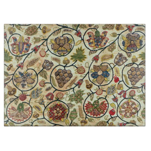 Crewel Work Stickerei Obst und Blume Schneidebrett (Vorderseite)