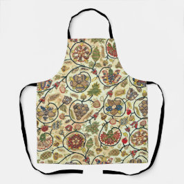 Crewel Work Stickerei Obst und Blume Schürze