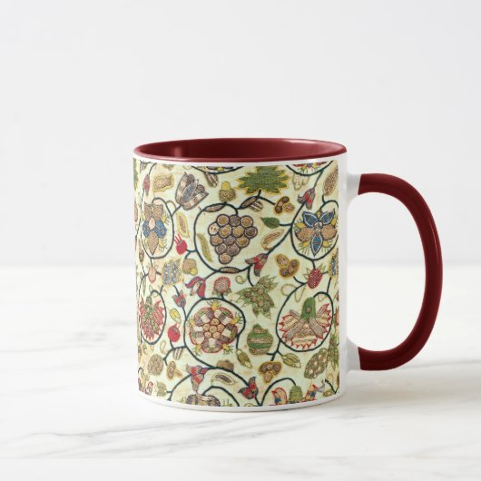 Crewel Work Stickerei Obst und Blume Tasse (Rechts)