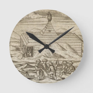 Crews, die Bären töten und hauen, außerhalb der Ka Runde Wanduhr