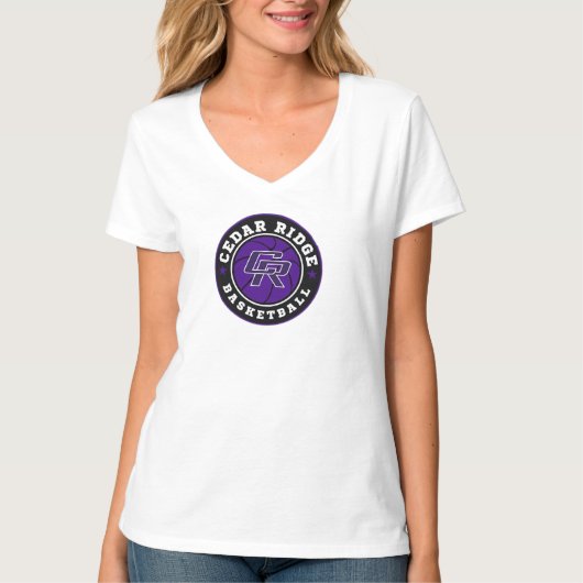 CRHS Basketball-Logo - Ladys White V-Neck T-Shirt (Vorderseite)