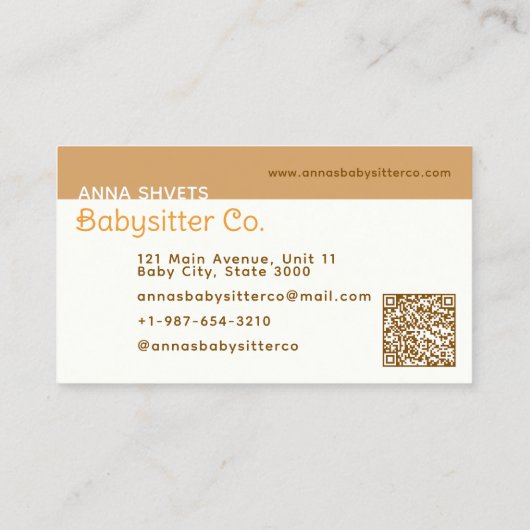 Crib Mobile Babysitter Visitenkarte (Rückseite)
