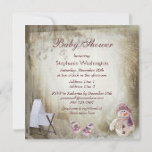 Crib & Pink Snowman Holiday Baby Dusche Einladung (Rückseite)