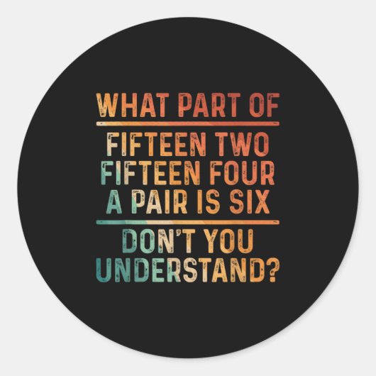 Cribbage Art für Männer Frauen Cribage Board Cribb Runder Aufkleber (Vorderseite)