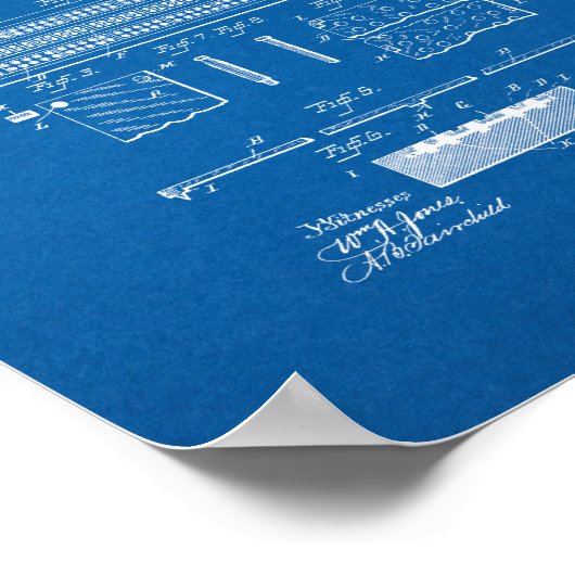 Cribbage Board Patent - Blueprint Poster (Ecke)