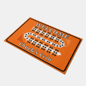 Cribbage Board Personalized Orange Welcome Crib Fußmatte (Schrägansicht)