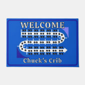 Cribbage Brett Personalisiert Blau Willkommen Kind Fußmatte (Vorderseite)