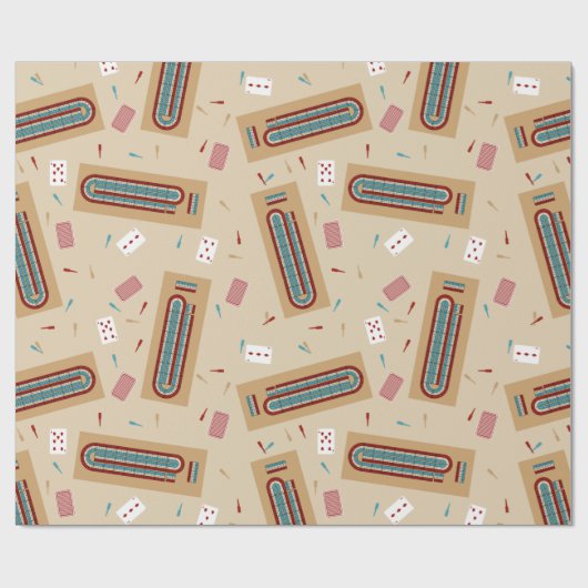 Cribbage Game Board und Spielelemente Gemustert Geschenkpapier (Flach)