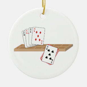 Cribbage Hand Keramik Ornament