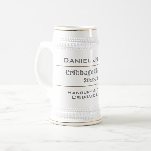 Cribbage Player und Cribbage Champion Bierglas (Vorderseite Links)