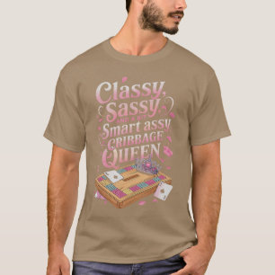 Cribbage Queen Skunked Peg Kartenspiel Brettspiel  T-Shirt