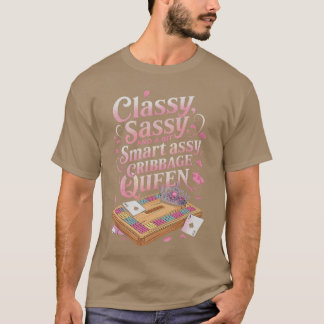 Cribbage Queen Skunked Peg Kartenspiel Brettspiel  T-Shirt