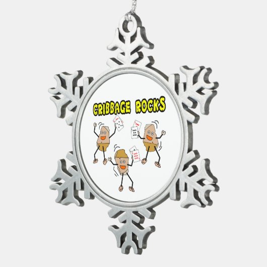Cribbage Schneeflocken Zinn-Ornament (Rechts)