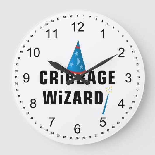 Cribbage Wizard Große Wanduhr (Vorderseite)
